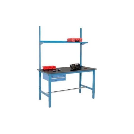 Global Equipment 60x30 Production Workbench Phenolic Safety Edge Drawer, Upright   Shelf BL 318962BL